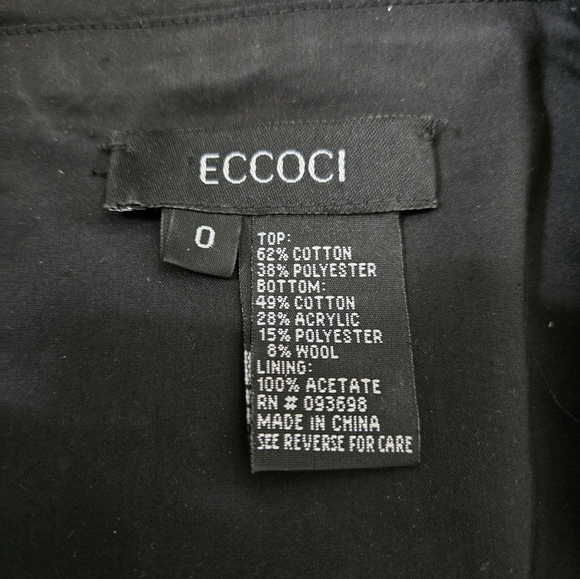 Ecocci Black and Grey Ruffled Cotton Top And Wool Blend Bottom Dress. Size 0 - Picture 13 of 13